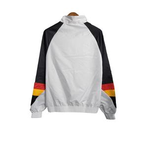 Jaqueta Corta-Vento Flamengo 23/24 Masculina Adidas - Branco com manga preta e com detalhes em vermelho e amarelo