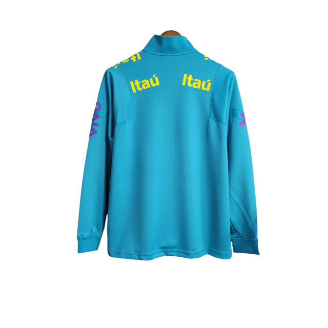 Jaqueta Corta-Vento Brasil 22/23 Masculino Nike - Azul com detalhes em amarelo
