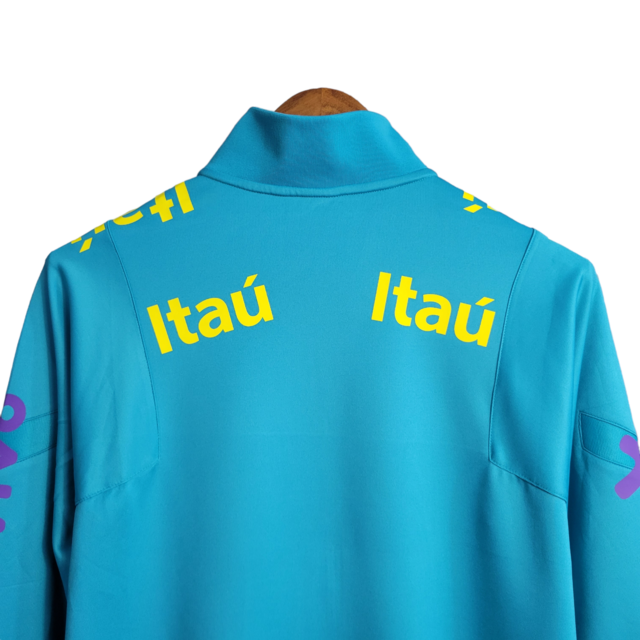 Jaqueta Corta-Vento Brasil 22/23 Masculino Nike - Azul com detalhes em amarelo