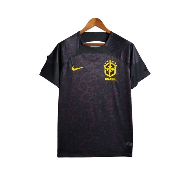 Camisa Goleiro Seleção Brasileira 22/23 Nike Torcedor Masculina - Preta com detalhes em amarelo