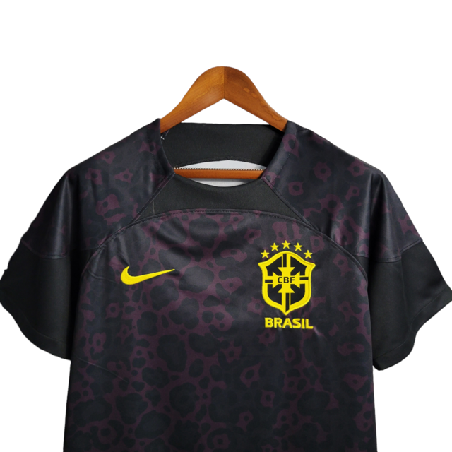 Camisa Goleiro Seleção Brasileira 22/23 Nike Torcedor Masculina - Preta com detalhes em amarelo