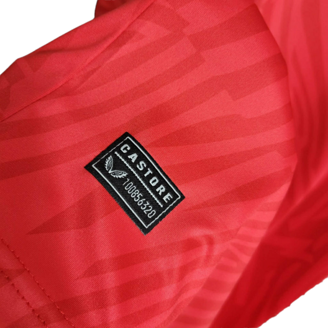 Camisa Sevilla II 23/24 - Torcedor Castore Masculina - Vermelha com ondulações cinza e dourado