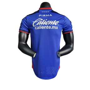 Camisa Cruz Azul do México I 23/24 - Jogador Pirma Masculina - Azul com detalhes em vermelho