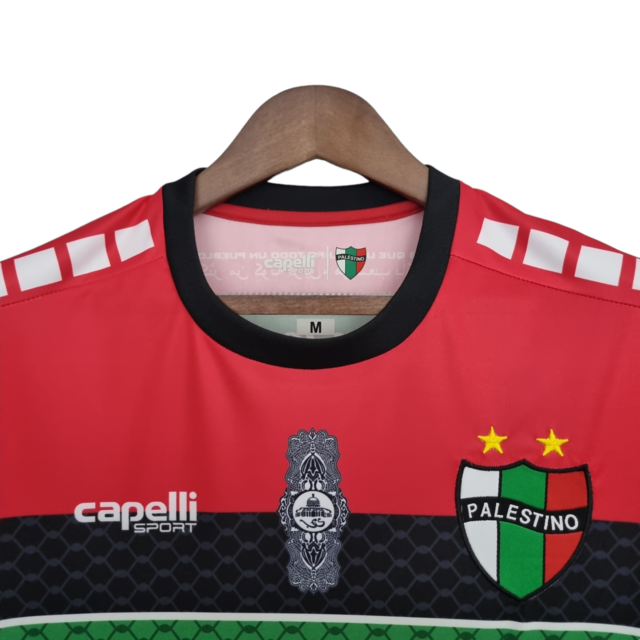 Camisa Desportivo Palestino Edição Especial 22/23 - Torcedor Capelli Masculina - Vermelha com detalhes em verde e preto