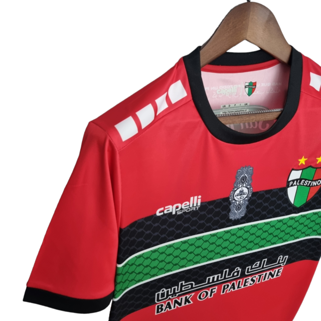 Camisa Desportivo Palestino Edição Especial 22/23 - Torcedor Capelli Masculina - Vermelha com detalhes em verde e preto