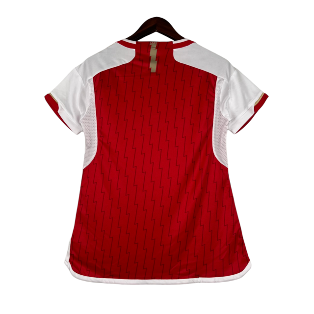 Camisa Arsenal I 23/24 - Torcedor Adidas Feminina - Vermelha com detalhes em branco e dourado