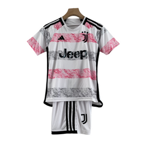 Kit Infantil Juventus II 23/24 - Adidas - Branco com detalhes em preto e rosa