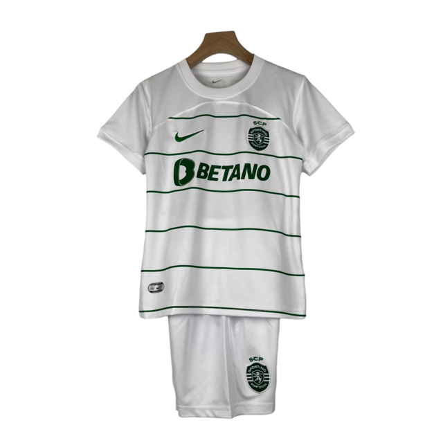 Kit Infantil Sporting Lisboa II Nike 23/24 - Branco com detalhes em verde