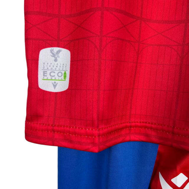 Kit Infantil Crystal Palace I Macron 23/24 - Vermelho e azul com detalhes em branco