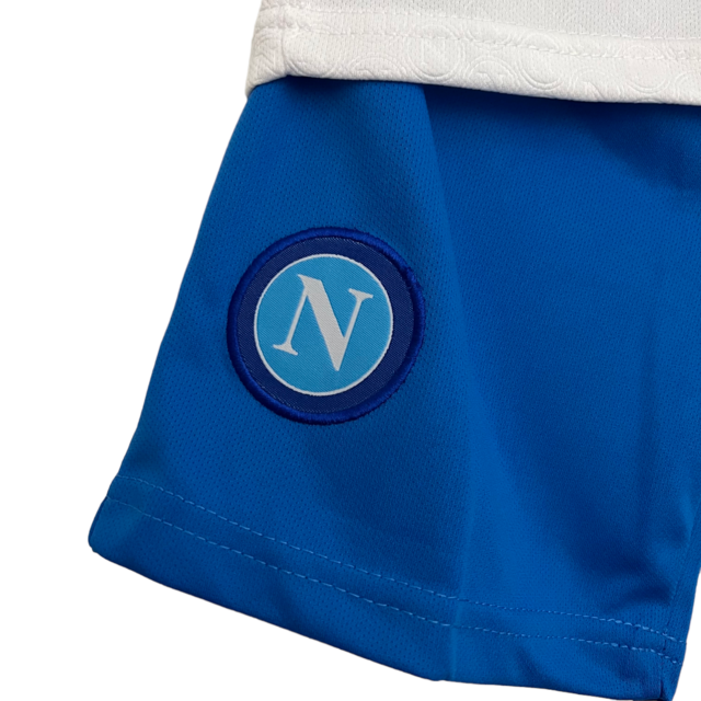 Kit Infantil Napoli II 23/24 - EA7 - Branco com detalhes em azul e vermelho