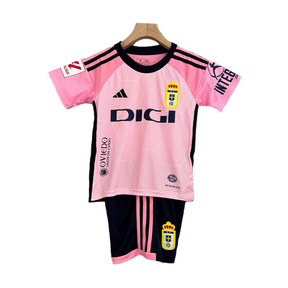 Kit Infantil Oviedo II Adidas 23/24 - Rosa com detalhes em preto