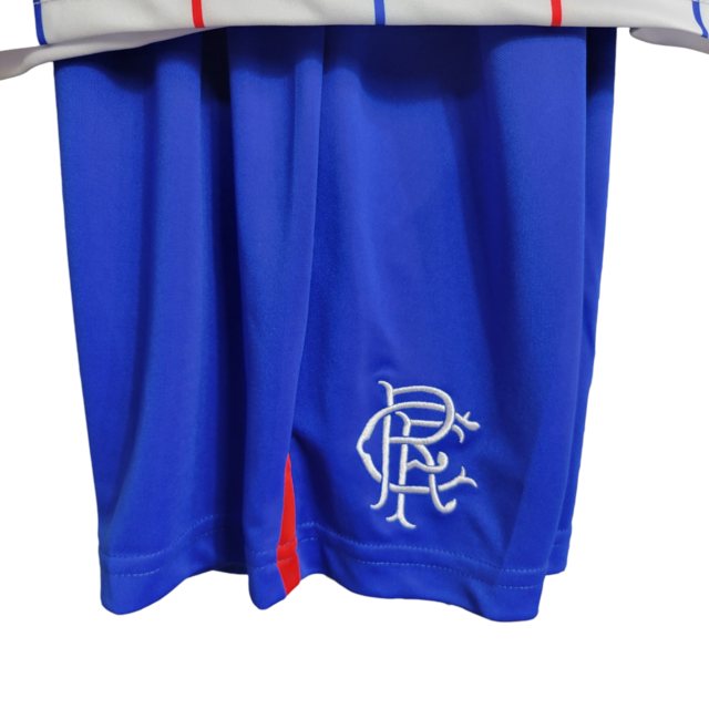 Kit Infatil Rangers II Castore 23/24 - Branco com detalhes em azul e vermelho
