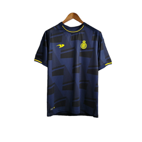 Camisa Al-Nassr Treino 23/24 - Torcedor Dunes Masculina - Azul com detalhes em preto e amarelo