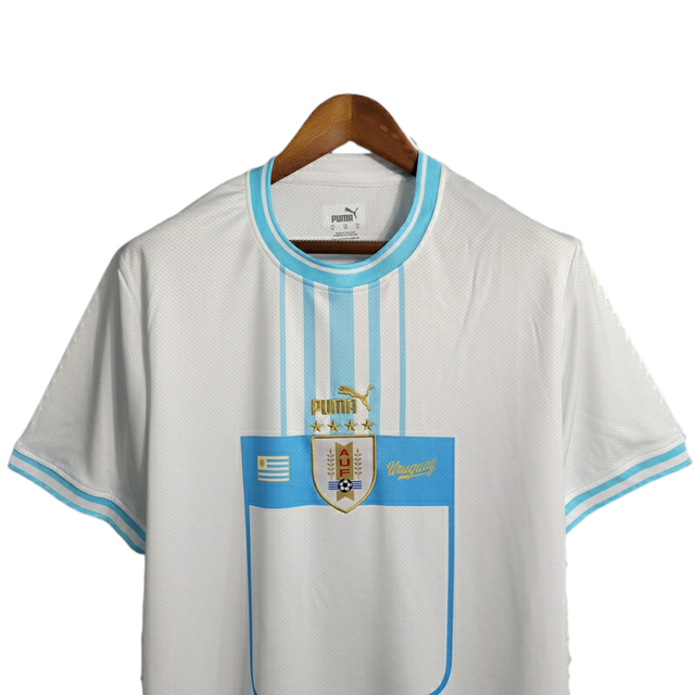 Camisa Seleção Uruguay II 22/23 - Torcedor Puma Masculina - Azul com detalhes em branco