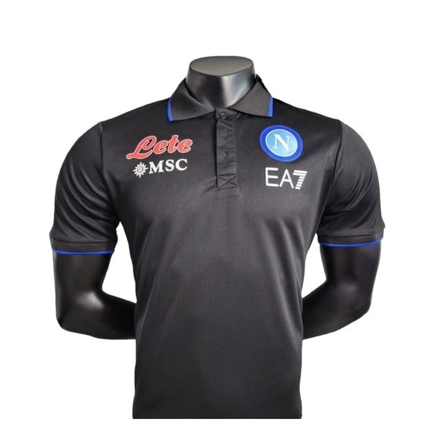 Camisa Napoli Treino 23/24 polo - Jogador EA7 Masculina - Preta