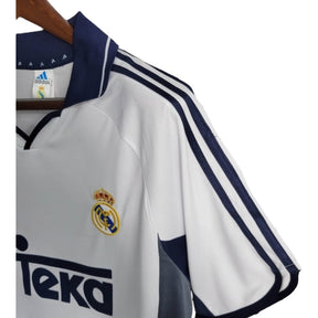 Camisa Retrô Real Madrid I 00/01 - Masculina Adidas - Branca com detalhes em azul