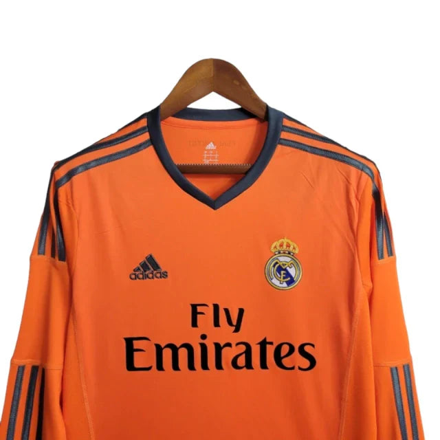 Camisa Retrô Real Madrid II 13/14 manga longa - Masculina Adidas - Laranja com detalhes em cinza