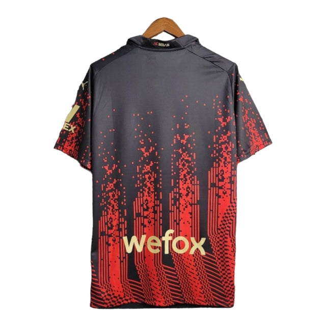Camisa AC Milan 23/24 - Torcedor Puma Masculina - Preta com detalhes em vermelho