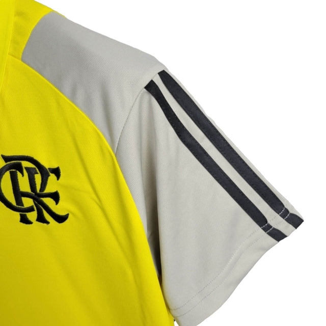 Camisa Flamengo Treino 24/25 polo - Torcedor Adidas Masculina - Amarela com detalhes em preto e cinza