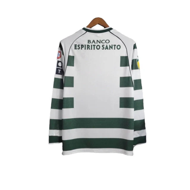 Camisa Retrô Sporting Lisboa I 2001/2003 manga longa - Reebok Masculina - Branca com detalhes em verde