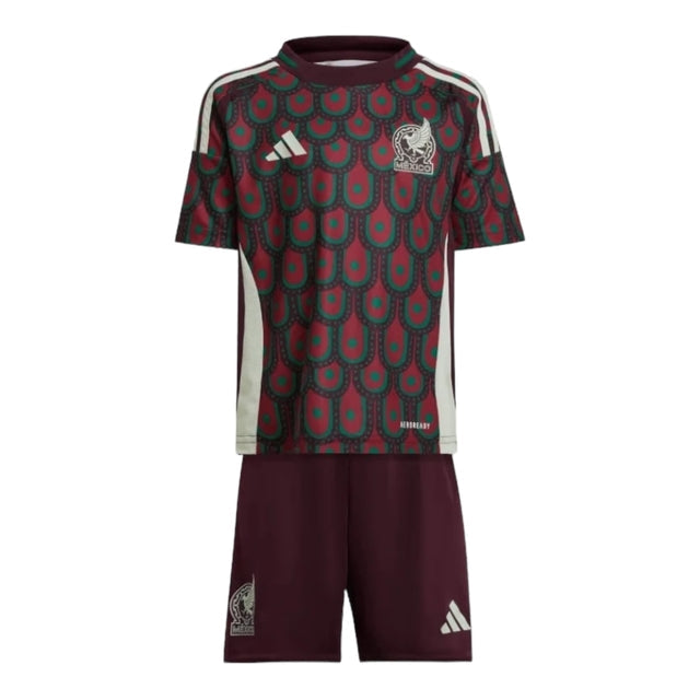 Kit Infantil Seleção do México I 24/25 - Adidas - Vinho com detalhes em verde
