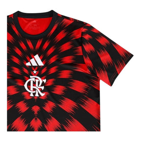 Camisa Flamengo Pré-jogo 25/26 - Torcedor Adidas Feminina - Vermelha e preta