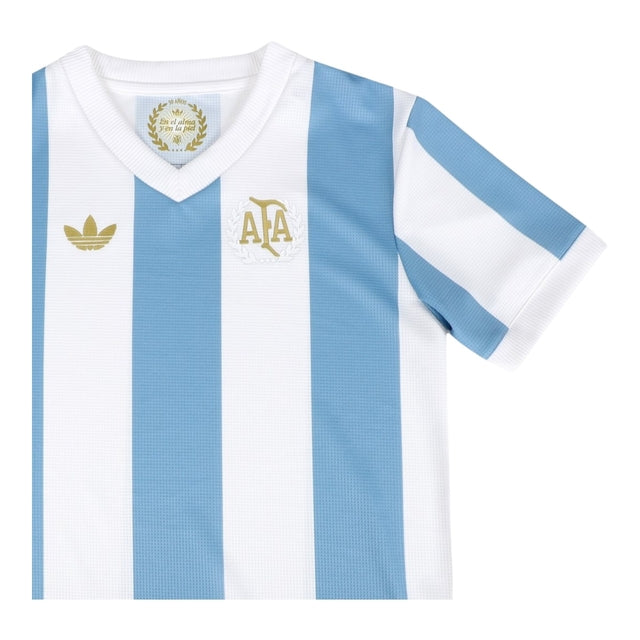 Camisa Seleção Argentina Edição Comemorativa 25/26 - Torcedor Adidas Feminina - Branca com listras em azul