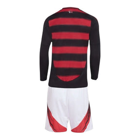 Kit Infantil Flamengo I 25/26 manga longa - Adidas - Vermelho e preto