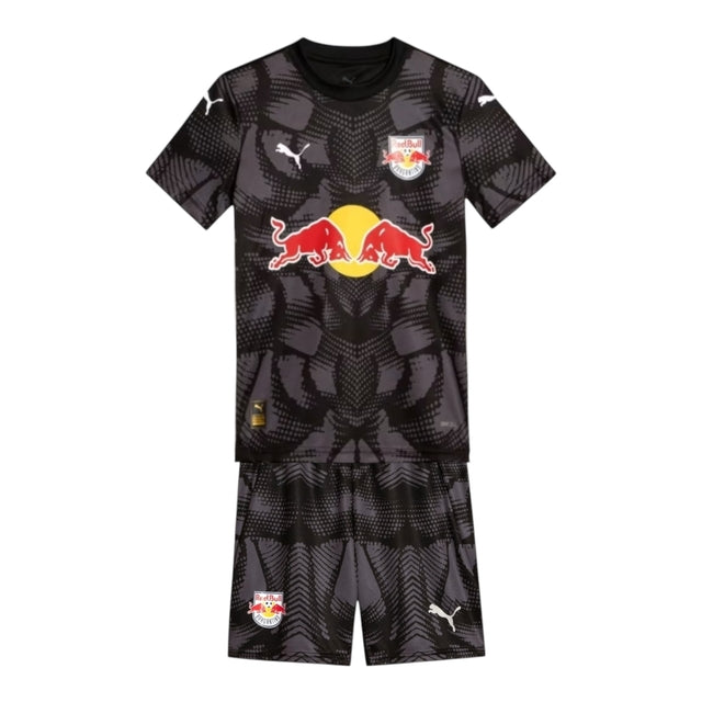 Kit Infantil Red Bull Bragantino Goleiro 25/26 - Puma - Preto com detalhes em cinza e branco