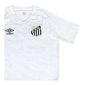 Camisa Santos Pré-jogo 25/26 - Torcedor Umbro Masculina - Branca com detalhes em cinza