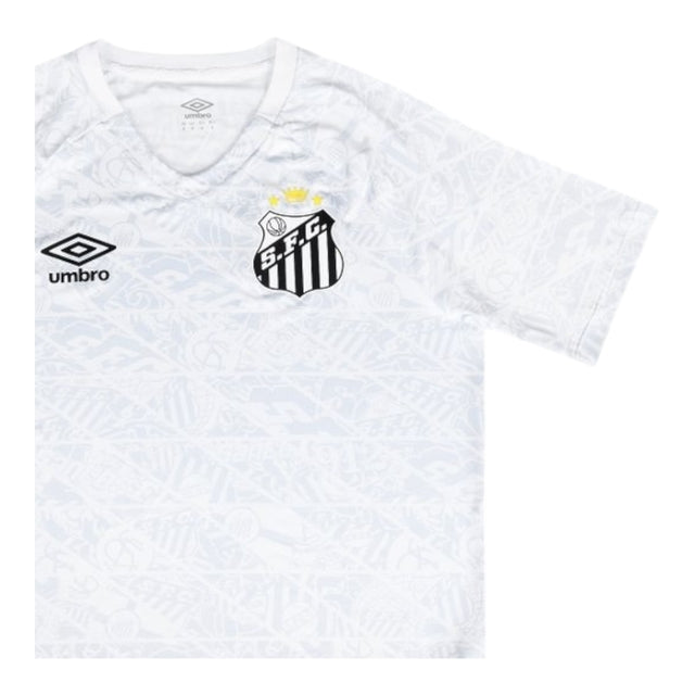 Camisa Santos Pré-jogo 25/26 - Torcedor Umbro Masculina - Branca com detalhes em cinza