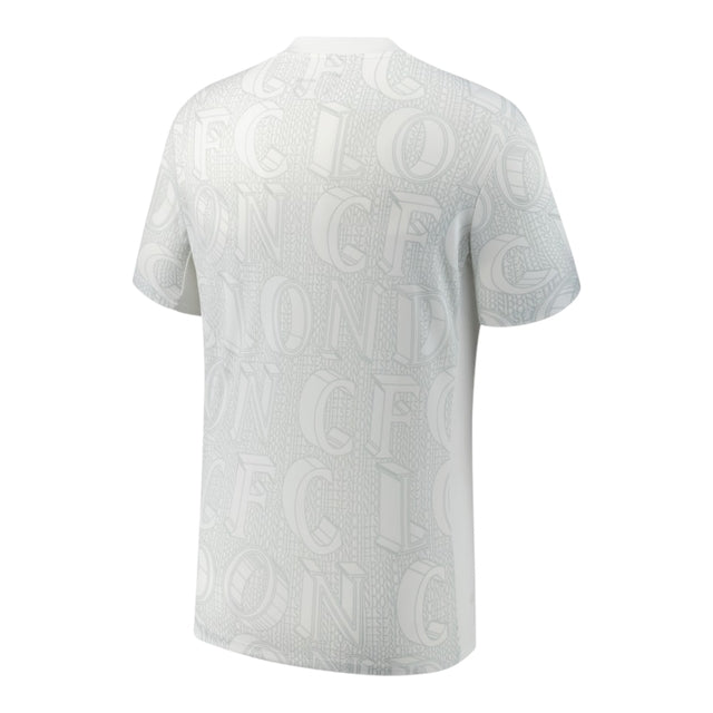 Camisa Chelsea Pré-jogo 25/26 - Torcedor Nike Masculina - Branca com detalhes em cinza