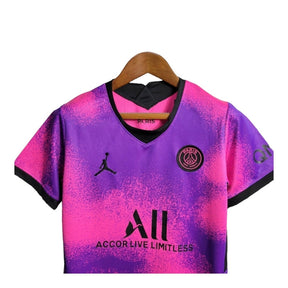 Kit Infantil Paris Saint-Germain III 20/21 - Jordan - Rosa com detalhes em preto e roxo