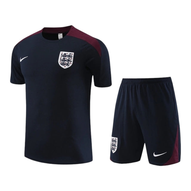 Kit Treino adulto - Camisa e Shorts - Seleção Inglaterra Nike 24/25 - Azul com detalhes em vinho