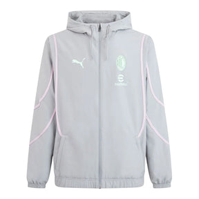 Jaqueta Corta-Vento AC Milan III 24/25 - Masculina Puma - Cinza com detalhes em rosa