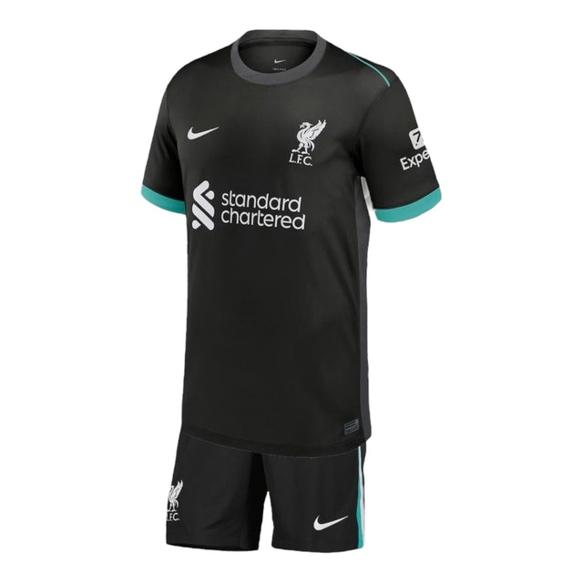 Kit Infantil Liverpool II 24/25 - Nike - Preto com detalhes em cinza e verde