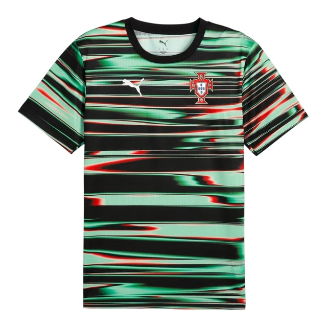 Camisa Seleção Portugal Pré-jogo 25/26 - Torcedor Puma Masculina - Preta com detalhes em verde e vermelho