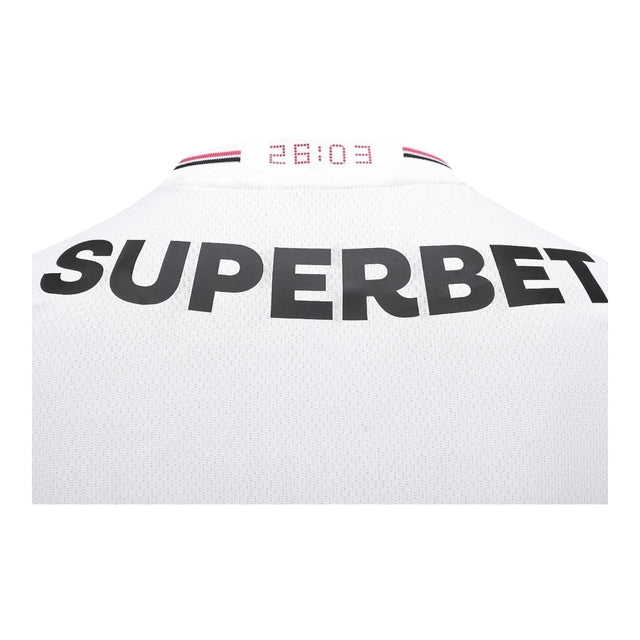 Camisa São Paulo I 25/26 - Torcedor New Balance Masculina - Branca com detalhes em vermelho e preto