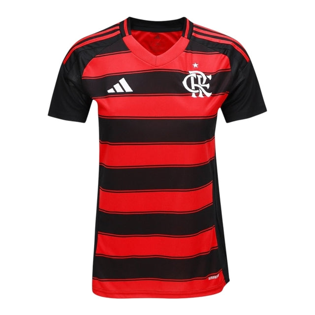 Camisa Flamengo I 25/26 - Adidas Feminina - Preta e vermelha