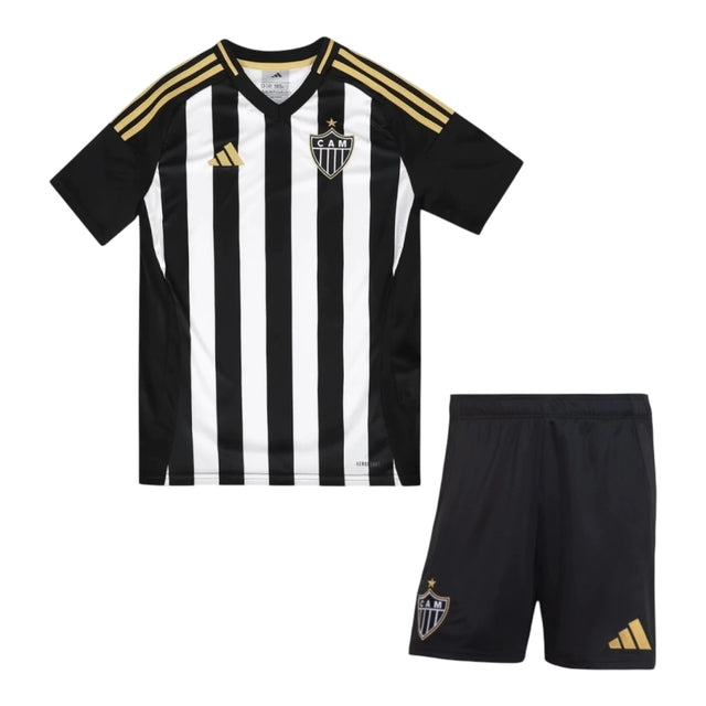Kit Infantil Atlético Mineiro I 25/26 - Adidas - Branco e preto
