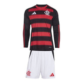 Kit Infantil Flamengo I 25/26 manga longa - Adidas - Vermelho e preto