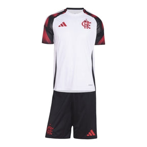 Kit Infantil Flamengo II 25/26 - Adidas - Branco e preto com detalhes em vermelho