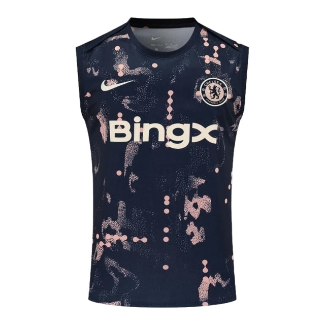 Camisa Regata Chelsea Pré-jogo 24/25 - Torcedor Nike Masculina - Azul com detalhes em salmão