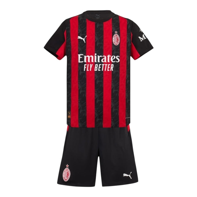 Kit Infantil AC Milan I 25/26 - Puma - Preto e vermelho com detalhes em cinza