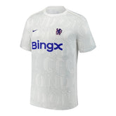 Camisa Chelsea Pré-jogo 25/26 - Torcedor Nike Masculina - Branca com detalhes em cinza