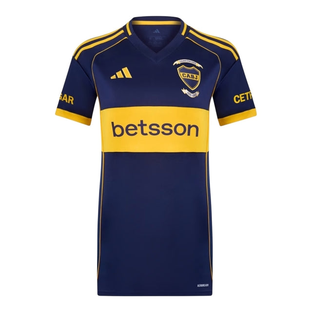 Camisa Boca Juniors I 25/26 - Torcedor Adidas Feminina - Azul com detalhes em amarelo