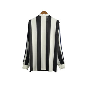 Camisa Retrô Newcastle 1997/1999 manga longa - Masculina Adidas - Branca com listras pretas e detalhes em azul