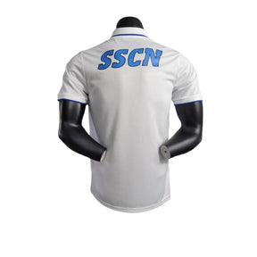 Camisa Napoli 23/24 polo - Jogador EA7 Masculina - Branca com detalhes em azul
