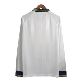 Camisa Retrô Real Madrid Treino 2019/2020 manga longa - Adidas Masculina - Branca com detalhes em azul e dourado