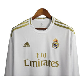 Camisa Retrô Real Madrid I 2019/2020 manga longa - Adidas Masculina - Branca com detalhes em dourado